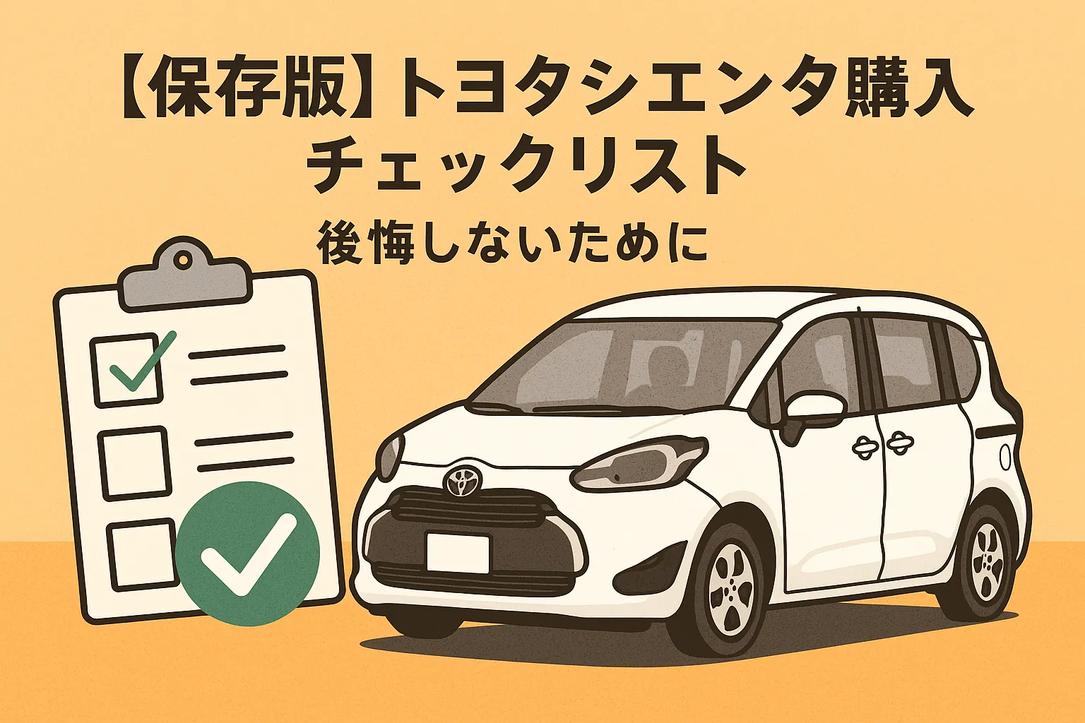 【保存版】トヨタシエンタ購入チェックリスト|後悔しないために