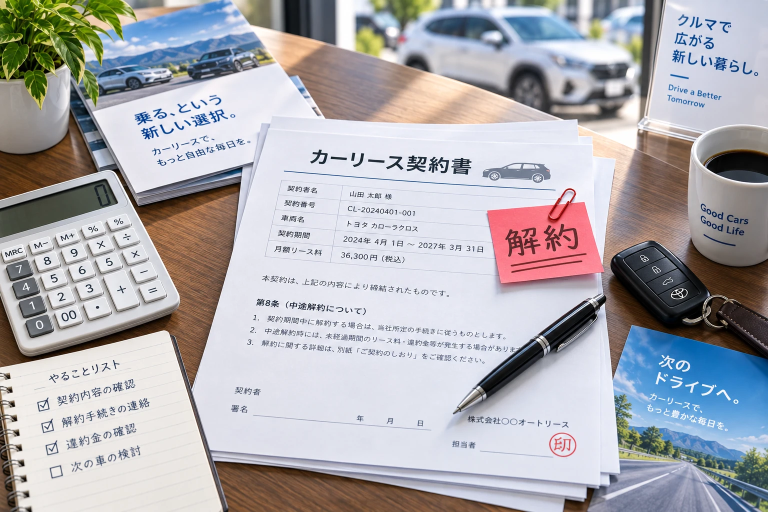 カーリースを途中解約すると違約金はいくら?仕組みと後悔しない選び方