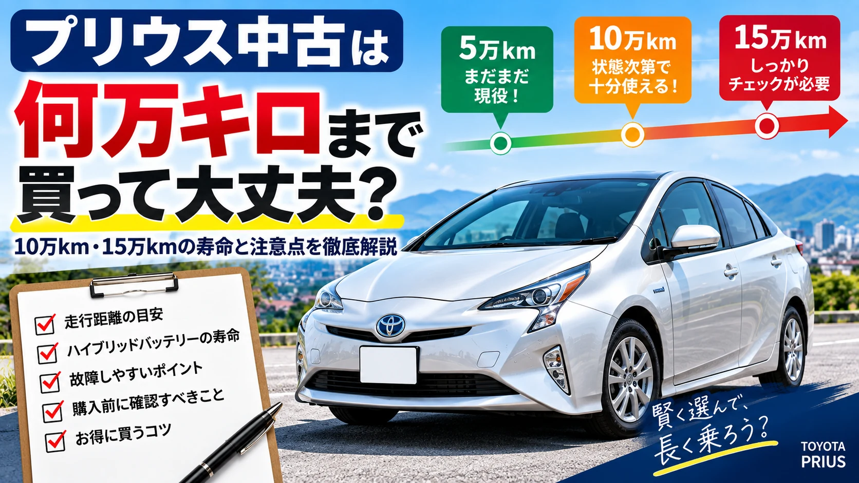 プリウス中古は何万キロまで買って大丈夫？10万km・15万kmの寿命と注意点を徹底解説